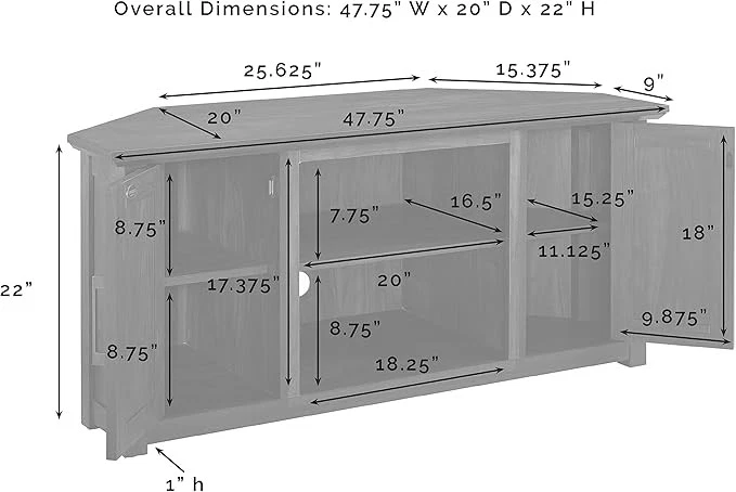 Угловая подставка для телевизора Crosley Furniture Camden 65+ дюймов с полками для хранения - Изображение 3 из 4