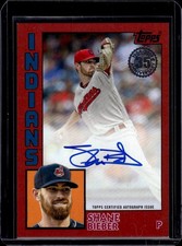 2019 Topps #84A-SBI Shane Bieber 1984 Topps 35th Anniversary Auto Red #/25