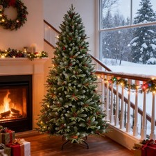 7.5 FT Artificial Spruce Christmas Tree - 2514 PE PVC Branch Tips - Metal Stand