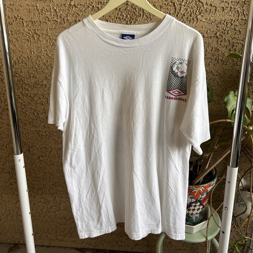 Vintage 90s Single Stitch Umbro Soccer T Shirt Crazy Back Graphic Hit Size Large