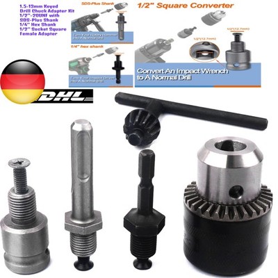1,5-13mm Bohr-Futter Adapter Set mit SDS-Plus Schaft & 1/4'' Hex - Für Bohrhammer
