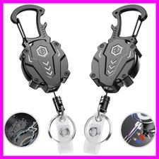 2Pack Heavy Duty Retractable Keychain, Tactical ID Badge Holder 2 Pack, Black