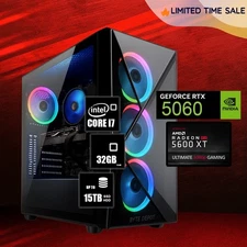 Gaming PC Desktop Computer i7, Up to 64GB RAM 4TB SSD NVIDIA GTX 5060/AMD 5600XT