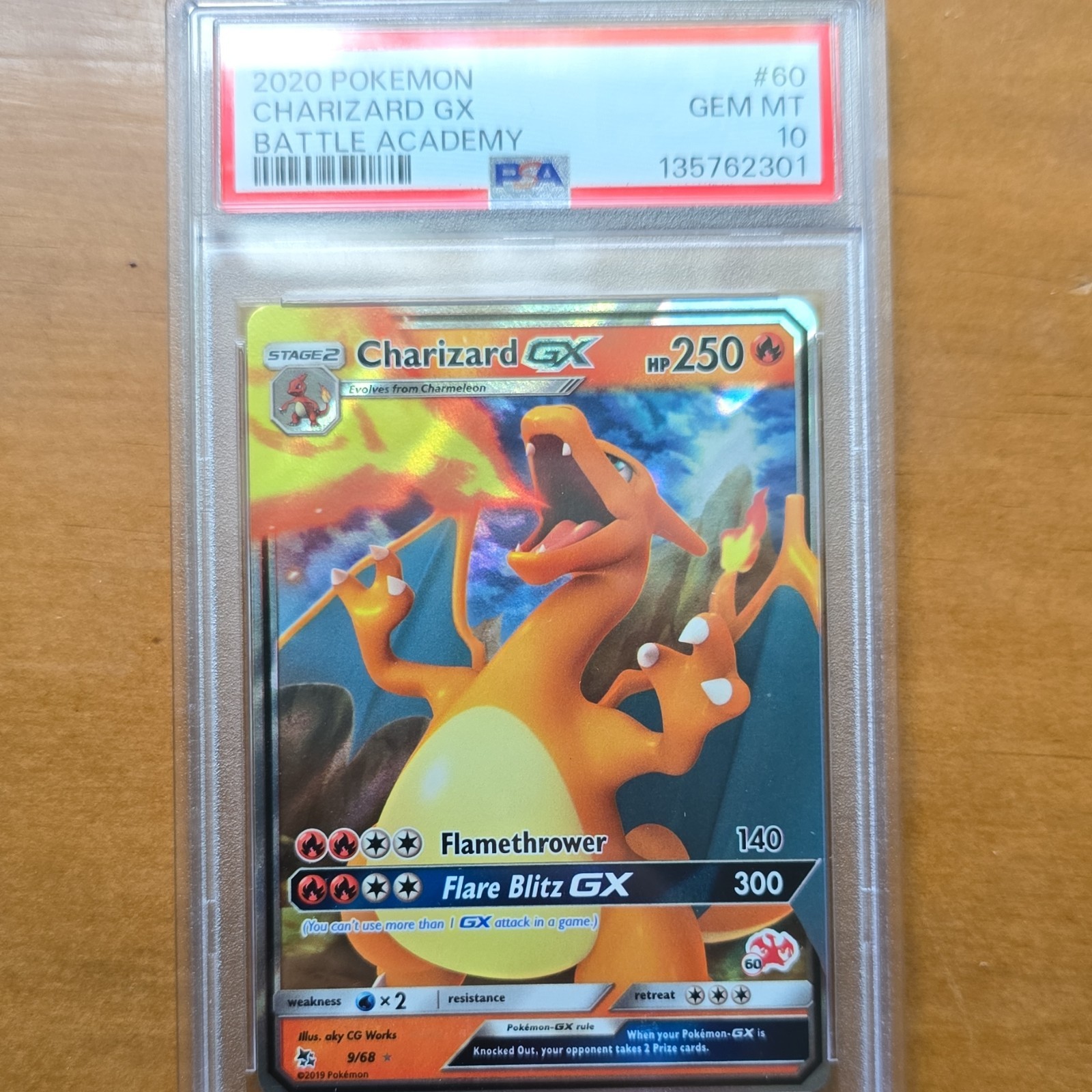 Pokemon 2020 Battle Academy Charizard GX 009/068 Stamped Holo English PSA 10