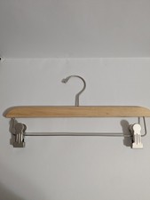 Unbranded Wooden Pants Hangers Natural Col w/Adjustable Clips 14" Lot of 150 pcs
