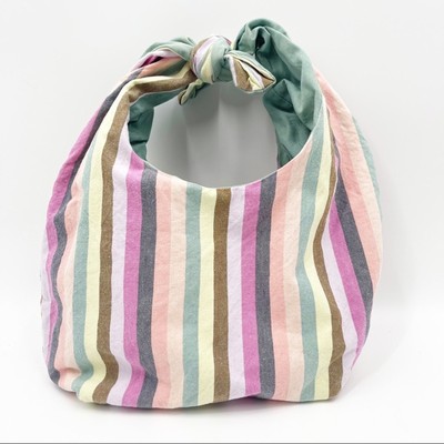 Rainbow Stripe Purse Tote Adjustable Tie Multicolor Carryall Shoulder Bag 