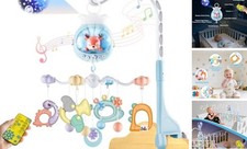 Crib Mobiles for Babies with Music, Rotatable Baby Mobile for Crib with Blue