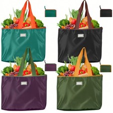4-Pack Reusable Shopping Bags Foldable Grocery Bags with Handles Large