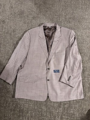 OAK HILL Premium Brown Plaid Sport Coat Suit Blazer 54R Reda Traceable Wool