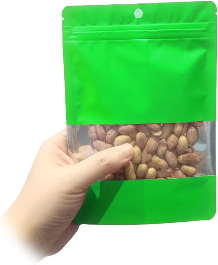 150 Pack Stand Up Matte Green Metallic Zip Lock Bags 3.9" x 5.9" NEW