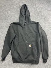 Carhartt Hoodie Mens Small Black Pullover Fleece Sweatshirt Loose Fit TS0121