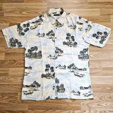 Pierre Cardin Hawaiian Style Men's Short Sleeve Shirt Button Down Medium
