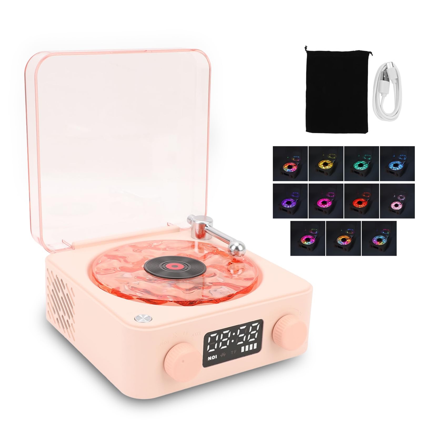 Enceinte Bluetooth Vintage Tourne-Disque Retro - Haut-Parleur Sans Fil Stéréo
