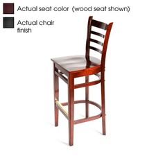 Oak Street Mfg Ladderback Black Wood Barstool w/Wine Vinyl Seat