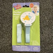 INFANT PACIFIER HOLDER CLIP WITH RIBBON 0+ MONTHS- NEW
