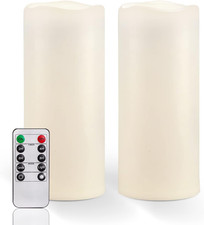 10" X 4" Large Waterproof Outdoor Flameless Candles with Remote Control and Time