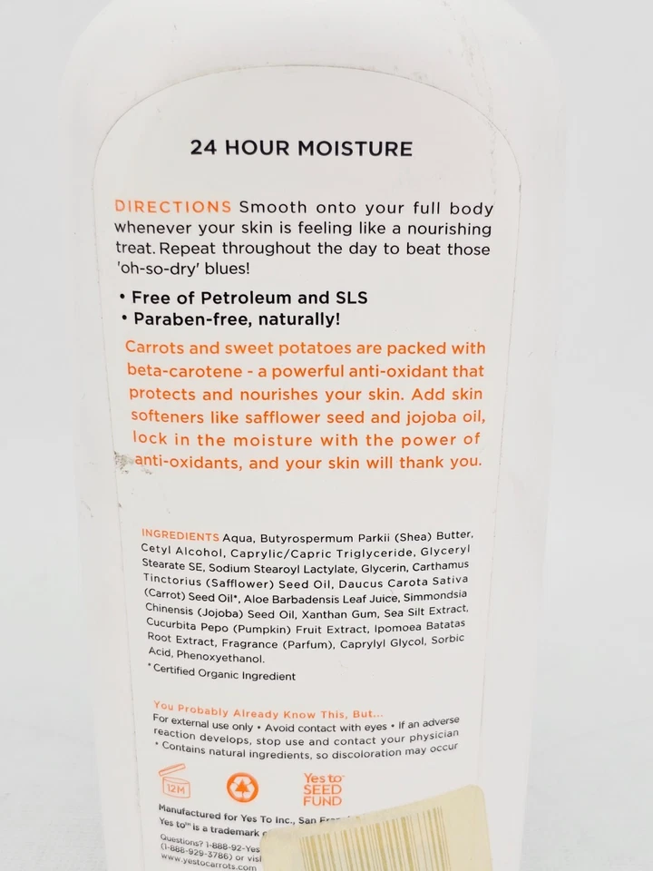 Loción corporal hidratante diaria nutritiva Yes to Carrots 12 OZ bomba enorme Foto 4 de 4