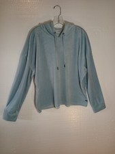 DKNY Donna Karan Designer Pullover Sport Womens Hoodie Soft Powder Blue Crop