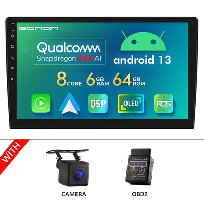 CAM+OBD+10.1'' Double 2DIN 8-Core Android 13 6GB RAM Car Stereo GPS Radio CarPlay