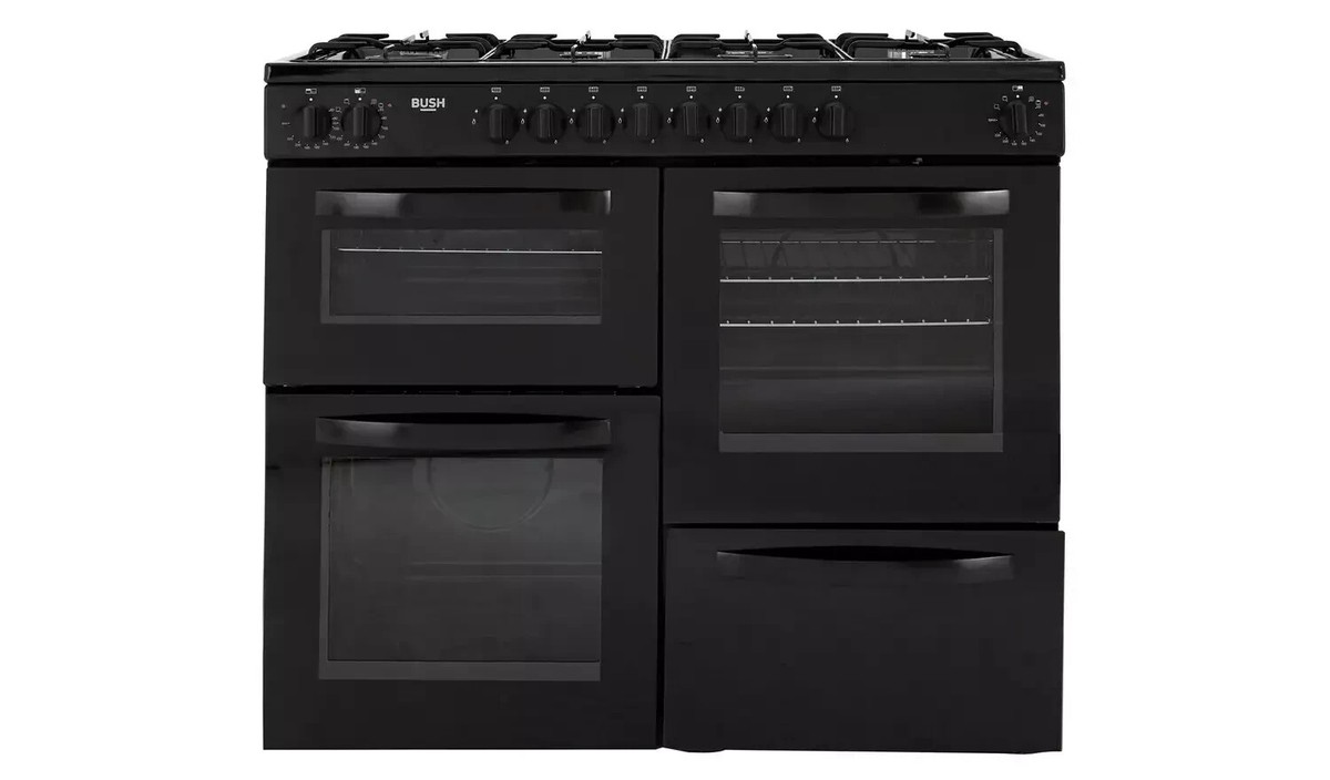 BUSH BRC100DHEB 100CM DUAL FUEL RANGE COOKER BLACK BURNER LPG