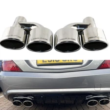 Pair Engraved AMG Oval Dual Exhaust Tips For MERCEDES BENZ C-class Universal