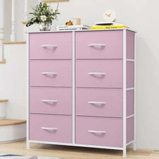 Uforic 8-Drawer Fabric Dresser, Storage Chest for Bedroom & Living Room, Pink