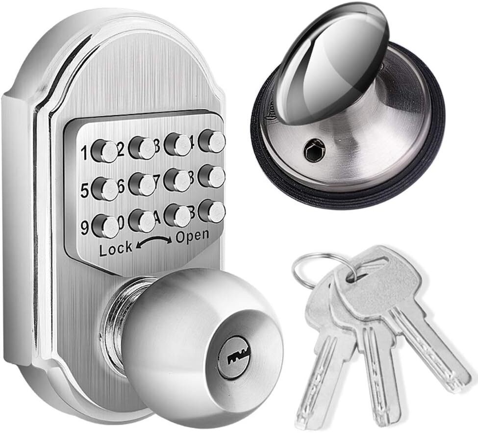 Keyless Mechanical Deadbolt Door Lock with Combination Entry Handle and Knob-image