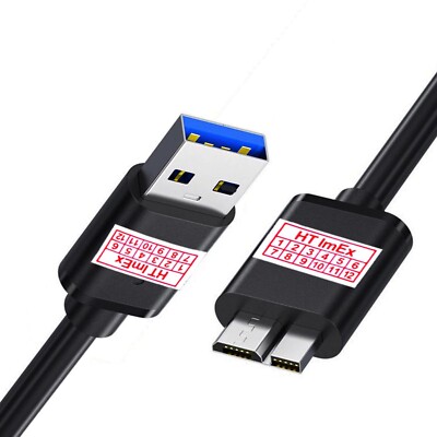 USB 3.0 Ladekabel Datenkabel kompatibel für Western Digital WDBB7B0020BBL-WEWM