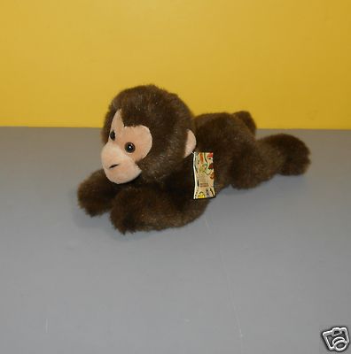 11'' Wildlife Artists Floppies Laydown Brown Chimpanzee Chimp Bean Plush Animal