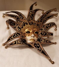 AUTHENTIC VENETIAN CARNIVAL MASK SI LUCIA IMPORTS MADE IN ITALY JOLLY CURLIE
