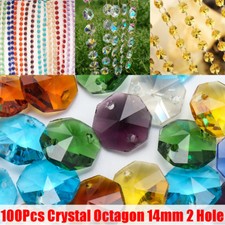 1000Pcs Crystal Glass Octagon BeadsColor Chandelier Lamp Parts DIY Xmas Decor%%