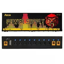 AZOR Guitar Effect Pedal Power Supply 18V 1A Input USB Port 10 Outputs Adapter