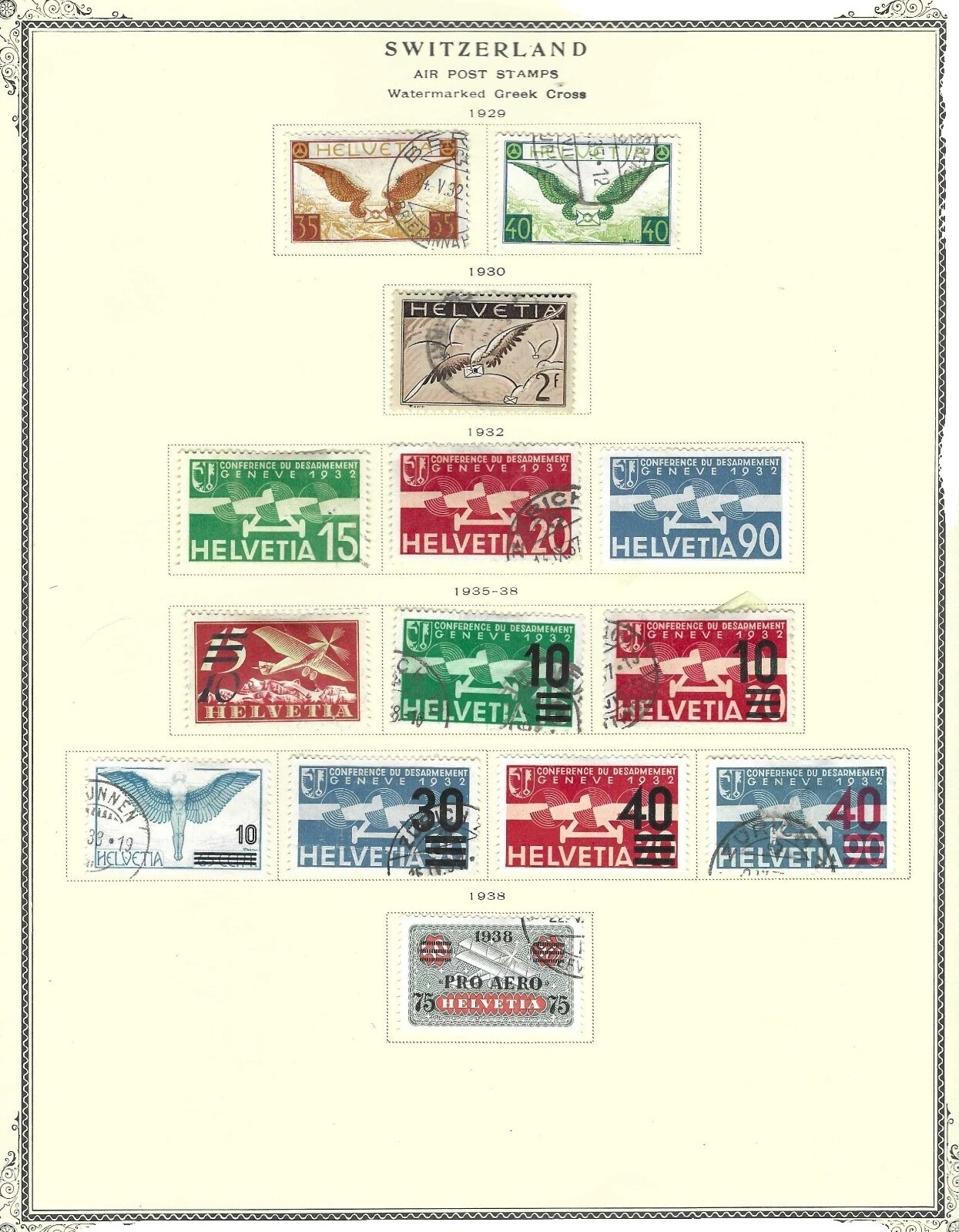 Used Air Mail Swiss Stamps