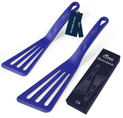 Heat Resistant Silicone Slotted Fish Turner Spatula Set, Kitchen Cooking Spat...