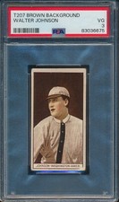 1912 T207 RECRUIT BROWN BACKGROUND WALTER JOHNSON PSA 3 VG HOF