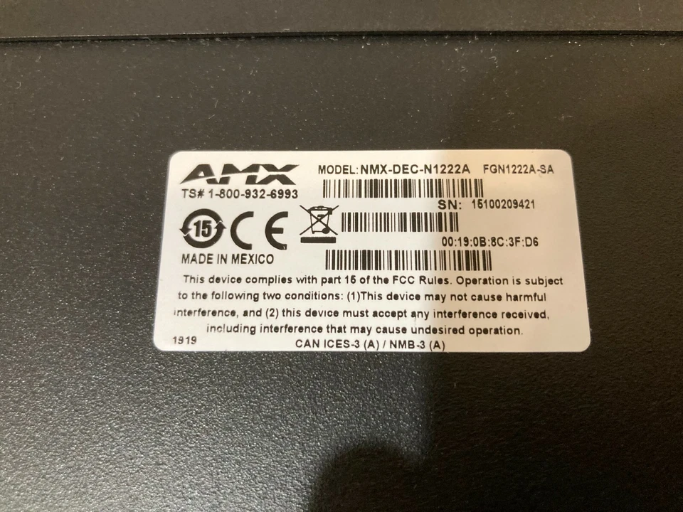 Decodificador AMX NMX-DEC-N1222A FGN1222A-SA-B AMX decodificador de video sobre IP con PoE AES67 Foto 2 de 4