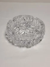 Vintage Crystal 5" Cigar Ashtray Tobacciana Smoking Accessory Tabletop Ashtray 