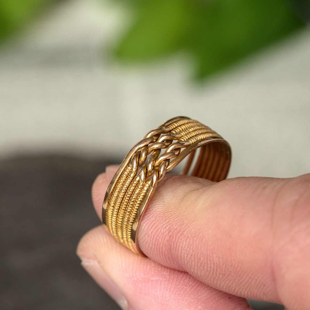 SUPERB UNIQUE VINTAGE 14K GOLD 7-BAND DAYS of the WEEK ORNATE