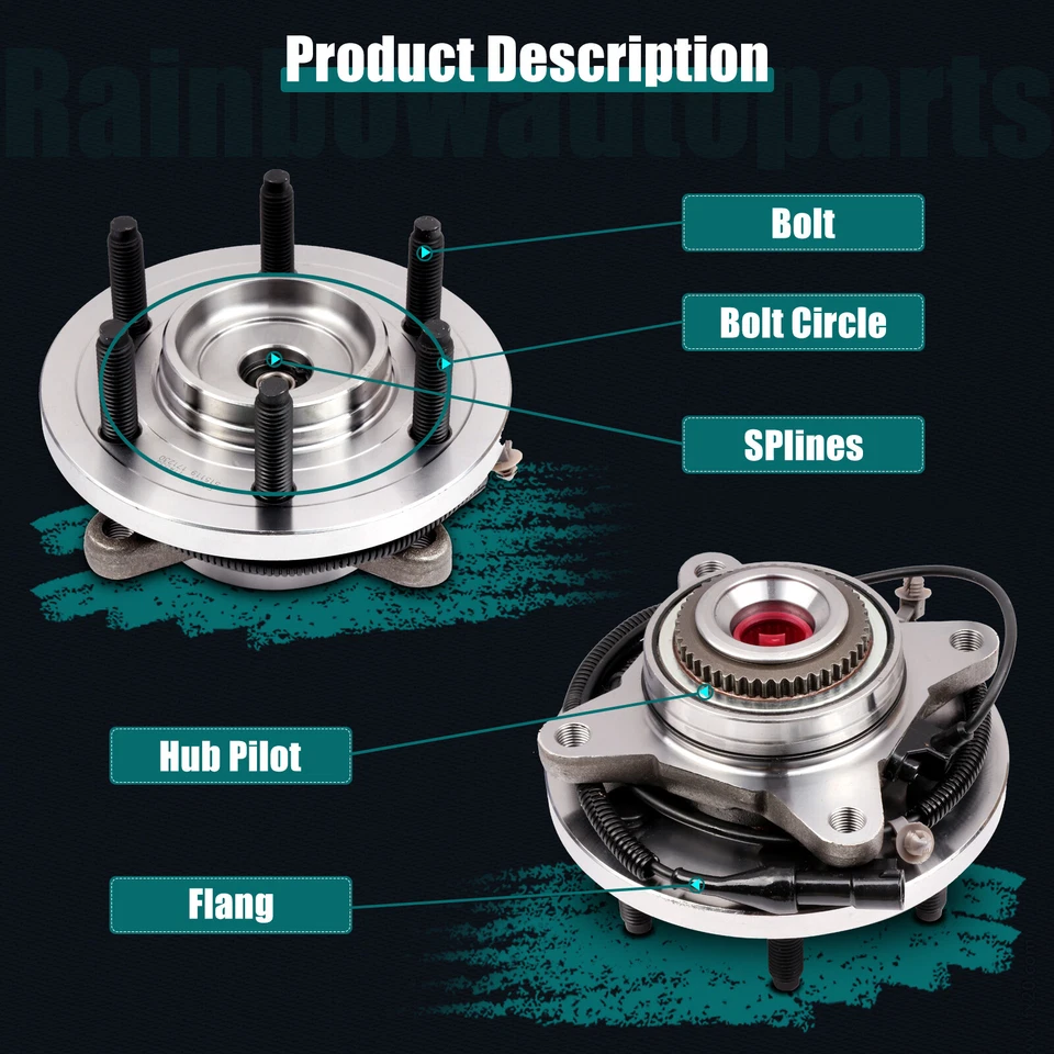 Par de bujes de cojinete de rueda delantera 4x4 para Ford F-150 2009-2010 6 tacos con ABS Foto 4 de 4