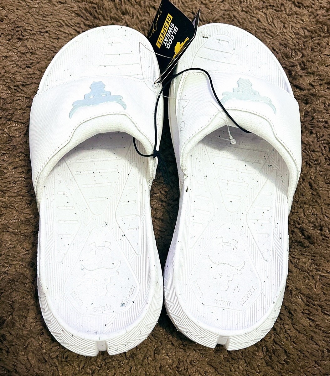 Under Amour Project Rock Slide Sandals White‎ Men\'s Size 8 3023762 101 Under Armour Project Rock Slides  main image 4