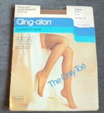 Sears Vintage Cling-alon Pantyhose Size Classic Nude Made In USA Only Toe