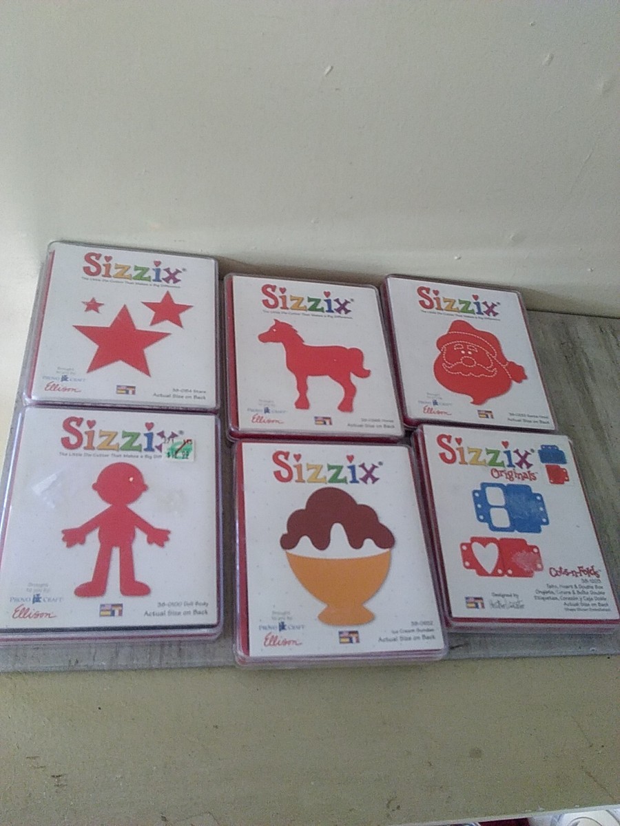 Sizzix Paper Die Cut Large RED 6 different lot Christmas + Card Making Horse
