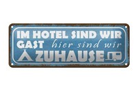 Blechschild Spruch 27X10 Cm Camping Hier Sind Wir Zuhause Deko Schild Tin Sign