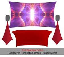 DARK RED Spandex Full dj kit . tablecloth + tripod scrims + projection screen