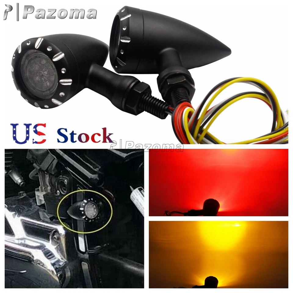 Luz de funcionamiento de freno 3 en 1 personalizada para Harley Honda BMW señales LED de giro de bala Foto 2 de 4