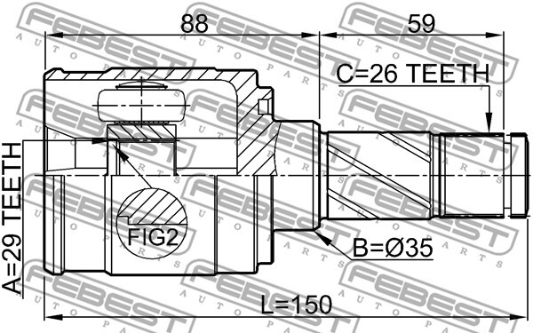 0511-M2ATLH FEBEST Joint Kit, drive shaft for MAZDA