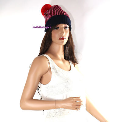 NWT Coach Tricolor Tuckstitch Wool Beanie Pom Ski Hat F85213  display picture 3