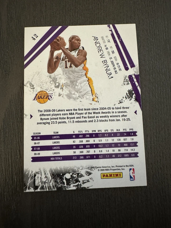 2009-10 Panini Rookies & Stars Longevity Sapphire Blue SP /25 #42 ANDREW BYNUM - Image 2 of 3