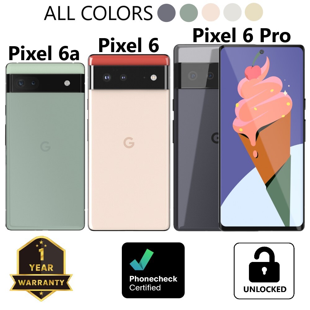 Google Pixel 6 | 6a | 6 Pro - 128 GB (Unlocked) Smartphone Google Pixel 6 | 6a | 6 Pro - 128 GB (Unlocked) Smartphone