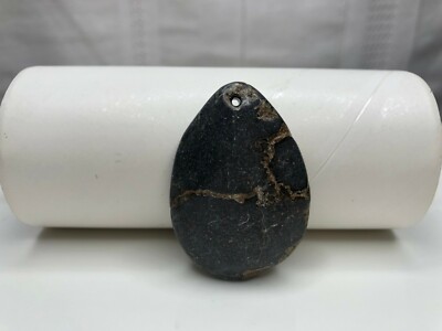 Focal, Puffed Teardrop With Flat Back, Portoro Marble (Natural), 44x32 mm, Brown